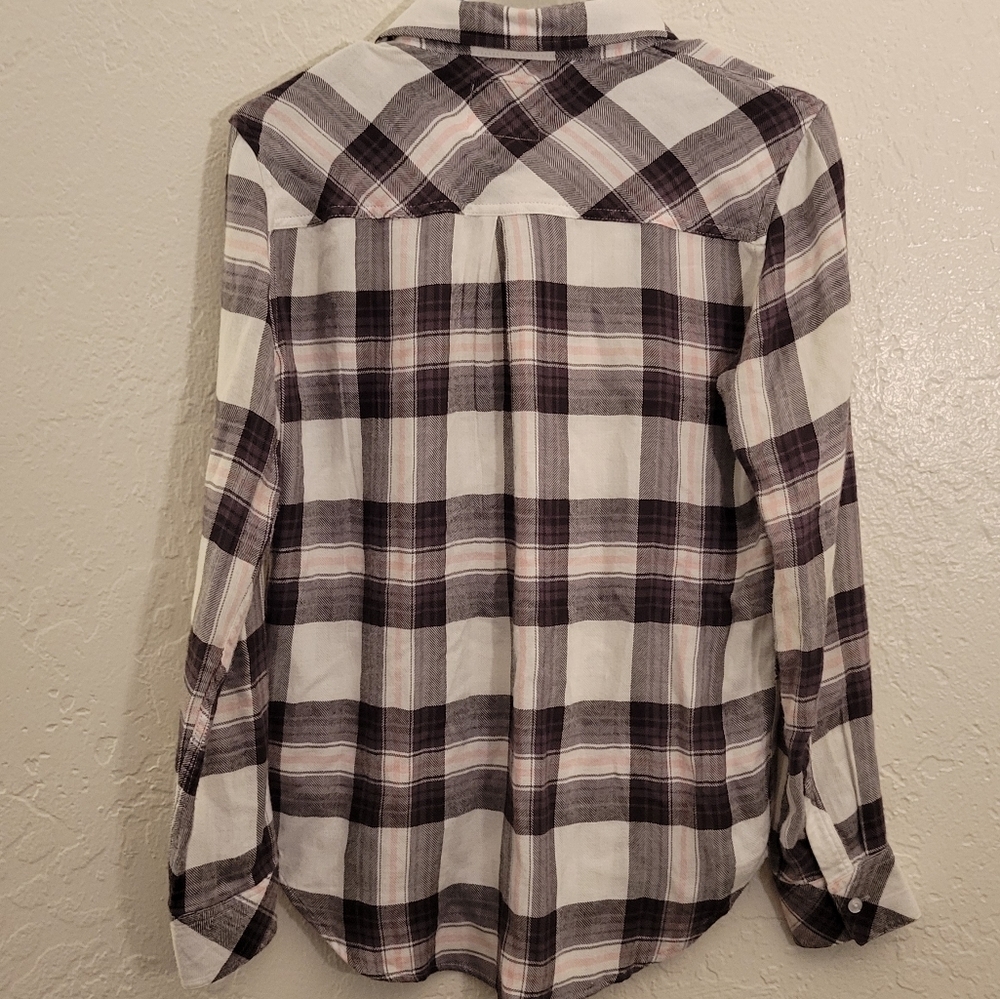 Rails Hunter White Grey Peach Button Up Xs - image 4